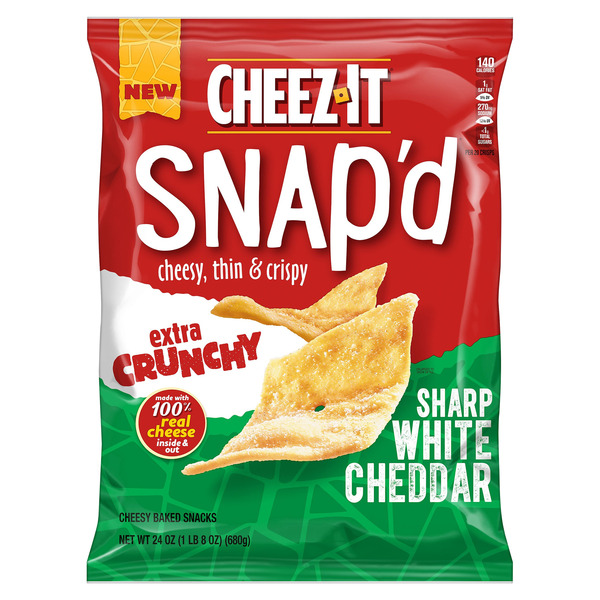 Cheez-It Snap'd Extra Crunchy Crackers, Sharp White Cheddar, 24 oz