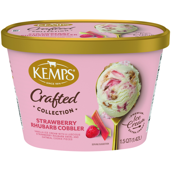 Kemps Simply Crafted, Strawberry Rhubarb Cobbler, Premium Ice