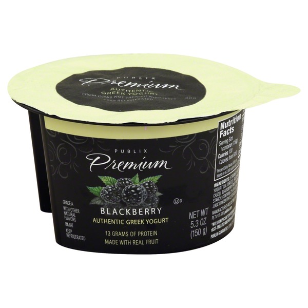 Publix Premium Yogurt, Authentic Greek, Blackberry (5.3 oz) Instacart