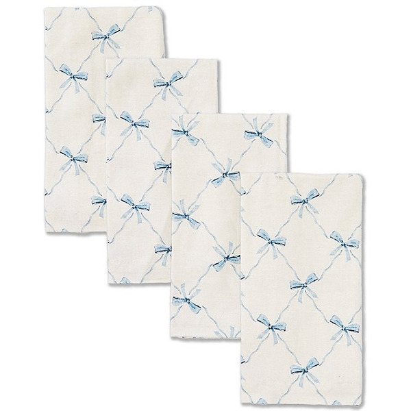 Southern Living Blue White Bow Napkins Set of 4