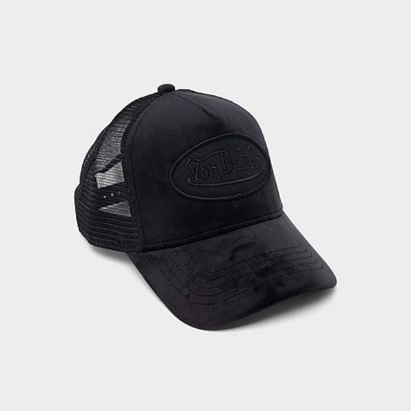 Von Dutch Velvet Trucker Hat, One Size - Black