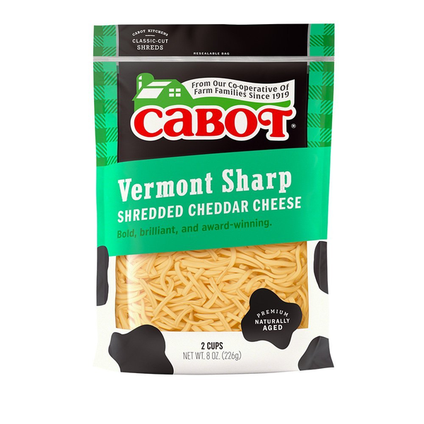 Cabot Cheese Shredded Cheese, Cabot Vermont Sharp Yellow Cheddar Shreds