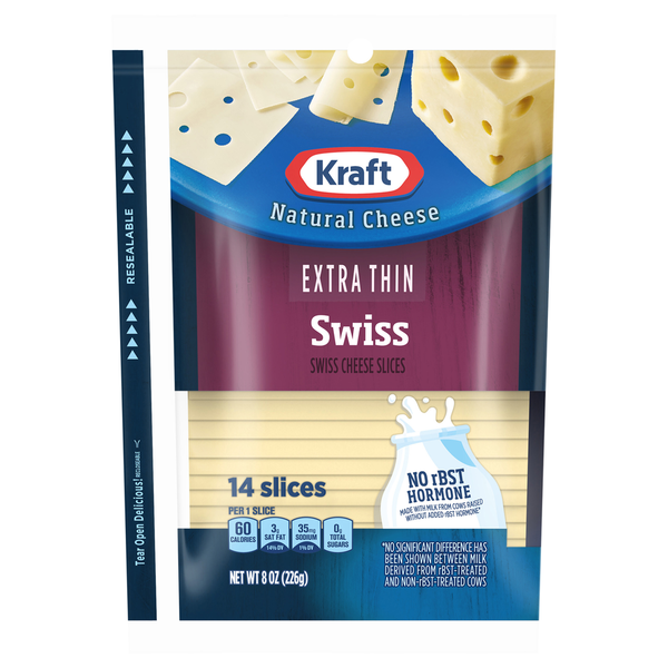 Kraft Natural Extra Thin Swiss Cheese Slices