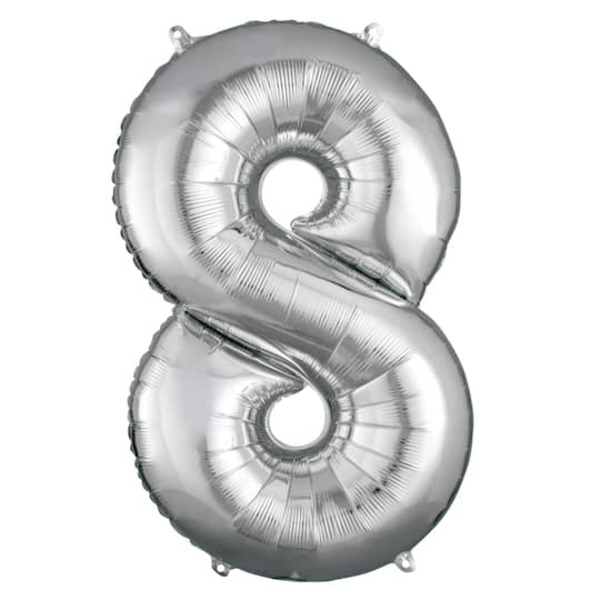 Anagram INFLATED 34" Silver Number Mylar Balloon