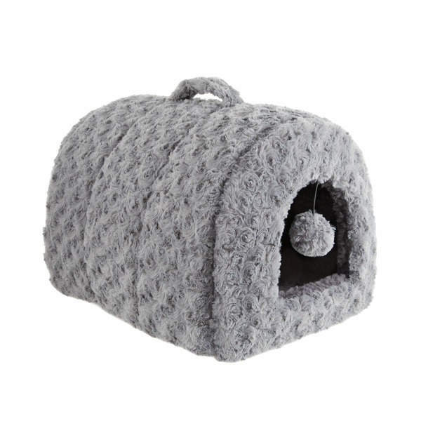 Whisker City Fur Hiding Hut & Toy Cat Bed