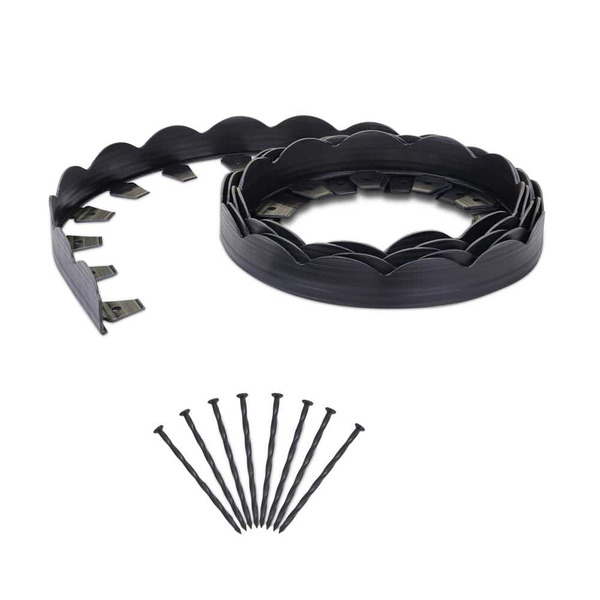 Vigoro 20 Ft. X 2.25 In. Black Scalloped Polyethylene No-dig Edging