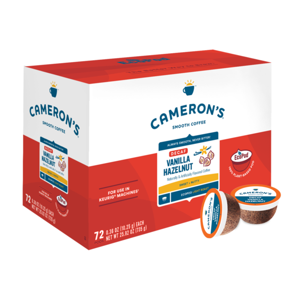 Cameron's Decaf Vanilla Hazelnut Light Roast Coffee Pods Same-Day ...