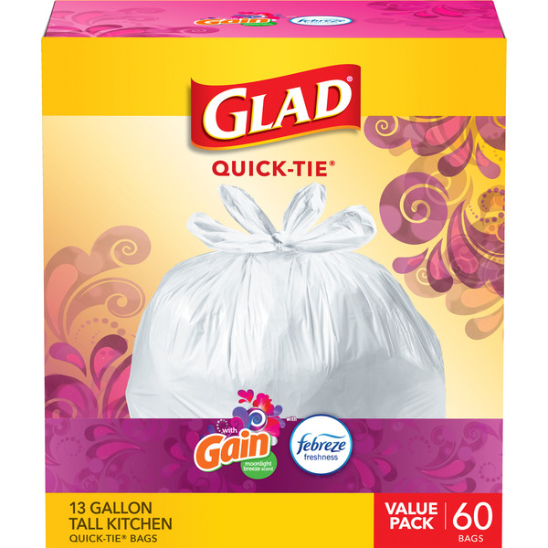 グース・ファミリー　＊Goosy Gladrags グーシー・グラッドラッグズ＊ Glad Quick-Tie Trash Bags, 13 Gallon, White, Gain Moonlight Breeze
