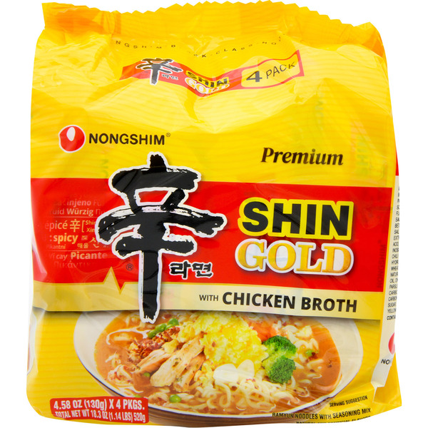 Nongshim Ramyun Noodles, Shin Gold with Chicken Broth, Premium