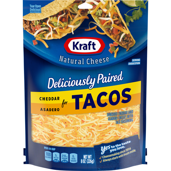 Kraft Deliciously Paired Cheddar & Asadero Finely Shredded Cheese for Tacos Bag