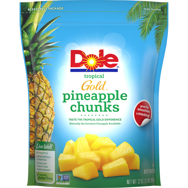 Dole Gold Tropical Pineapple Chunks Frozen Fruit Same-Day Delivery