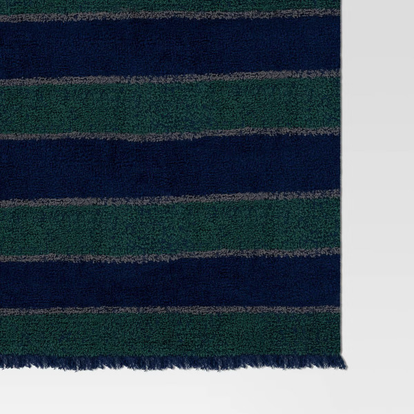 Enlarge Alternative view of Room Essentials Cozy Woven Stripe Throw Blanket - Navy, Green & Ivory (opens in a new tab)