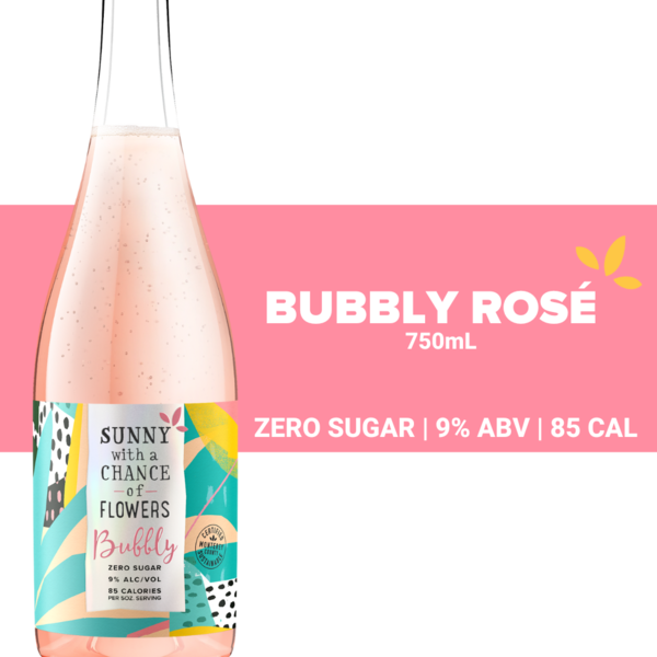 Sunny with a Chance of Flowers Bubbly Rosé, Zero Sugar, Low