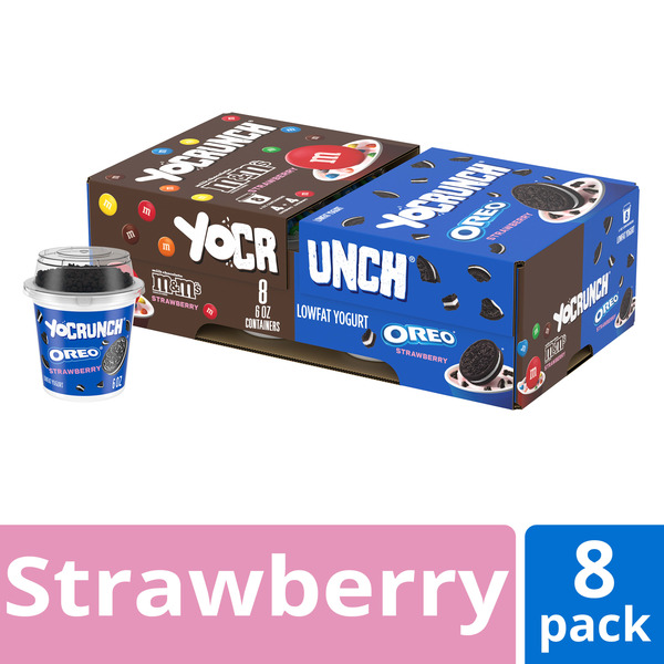 YoCrunch Low Fat Yogurt Variety Pack, Strawberry Yogurt with M&Ms and OREO, 6 oz., 8 Pack
