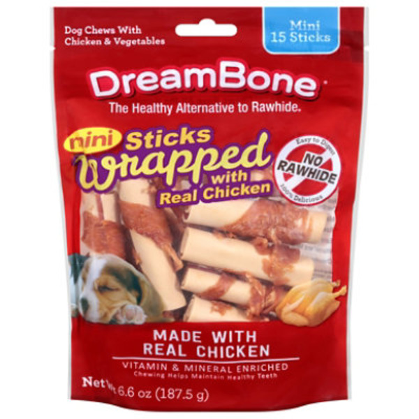 DreamBone Sticks Wrapped Real Chicken Mini Dog Chews with Chicken & Vegetables