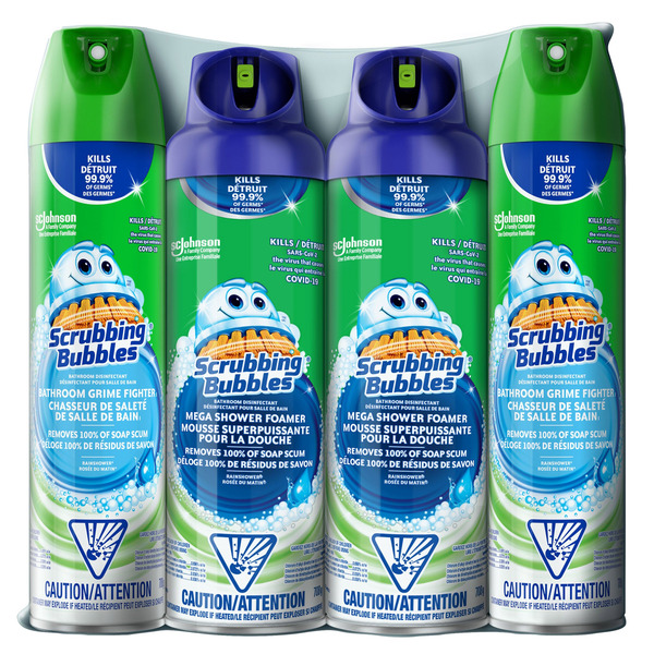 Scrubbing Bubbles Mega Shower Foamer & Bathroom Cleaner Aerosol Combo ...