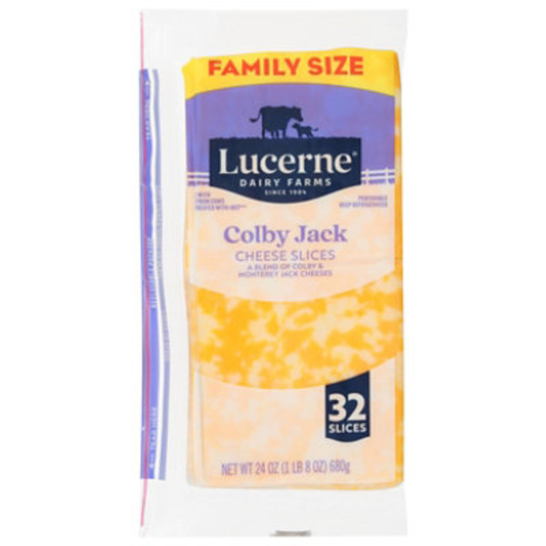 Lucerne Cheese Slices, Colby Jack, Family Size