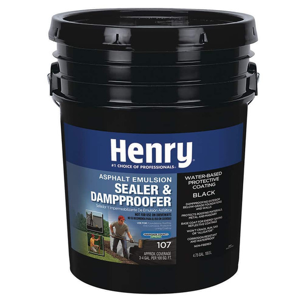 Henry 107 Asphalt Emulsion Sealer And Dampproofer Black Roof Coating 4.75 Gal.