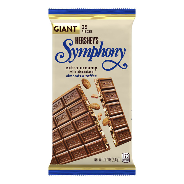 Hershey's SYMPHONY Chocolate Almond Toffee Giant, Candy Bar, 7.37