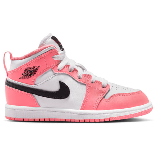 Nike Girls' Preschool AJ 1 Mid, Size 13.5 - White/Black/Pink Gaze