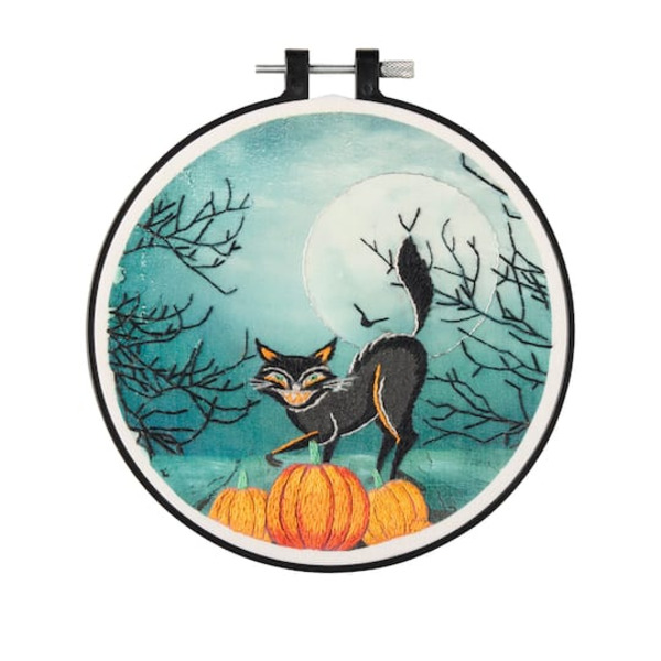 Loops & Threads Black Cat Halloween Embroidery Kit