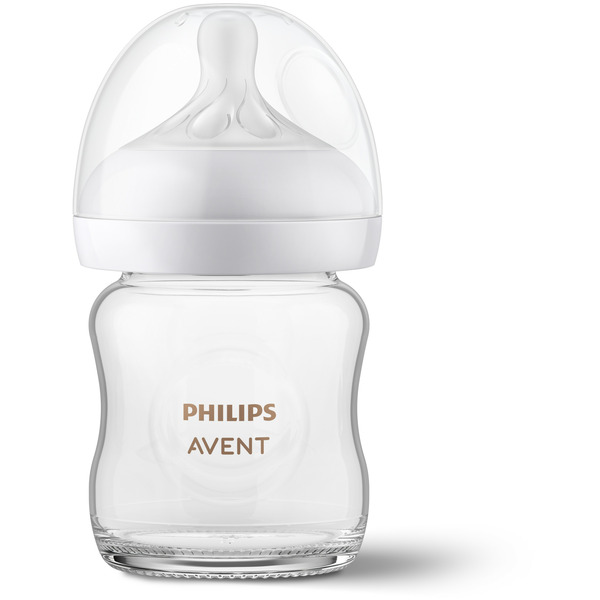 Philips Avent Glass Natural Baby Bottle With Natural Response Nipple, 4oz, SCY910/02