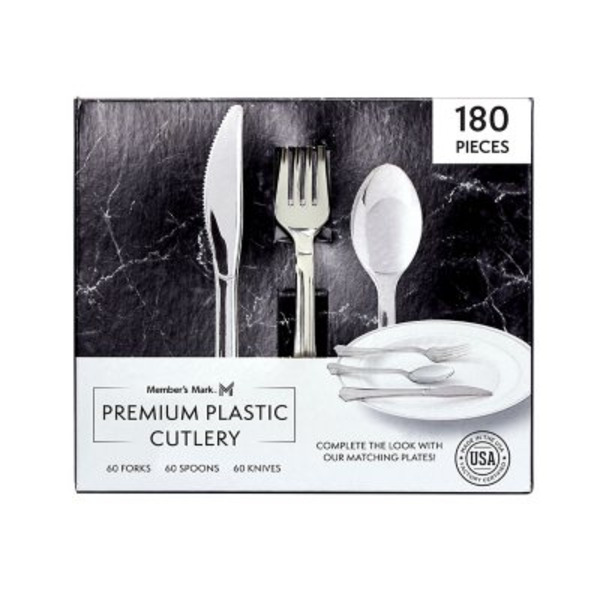Member's Mark Premium Silver-Look Metallic Plastic Cutlery Combo