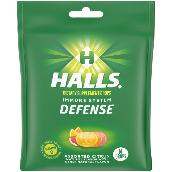 Halls Defense Assorted Citrus Vitamin C Drops 2 oz Same-Day
