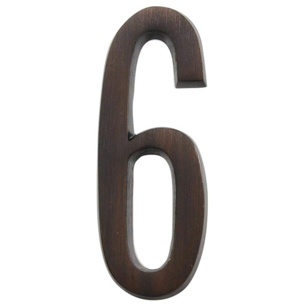 Everbilt 4 In. Aged Bronze Flush Mount Self-adhesive House Number 6