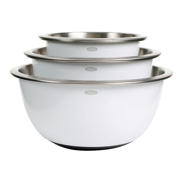 OXO Silver 3-Piece Stainless Steel Mixing Bowl Set