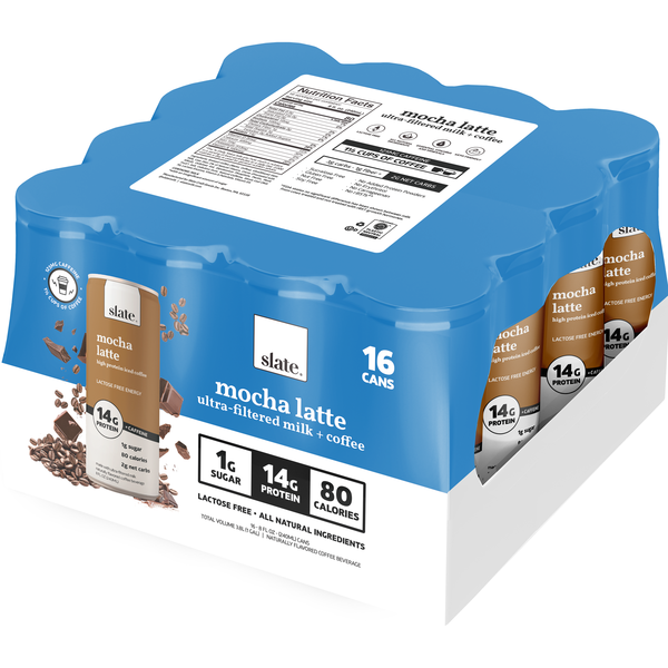 Slate High Protein Iced Coffee, Mocha Latte, 14g Protein, 8 fl oz