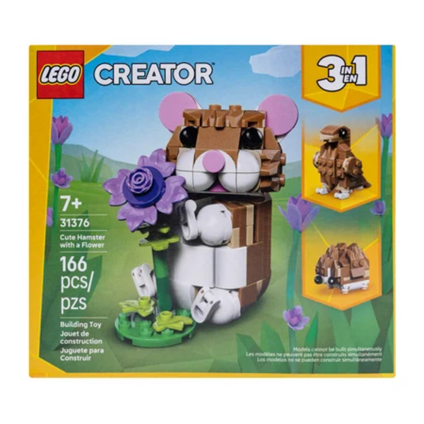 LEGO Creator 3-in-1 Cute Hamster with a Flower 166 Piece Building Toy