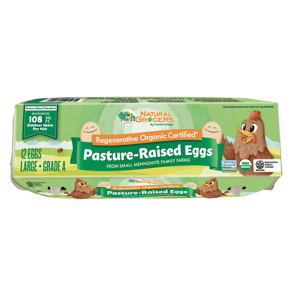 Natural Grocers Brand Product Organic RGN Pasture Raised Grade A Large Brown Eggs