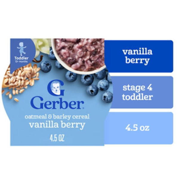 Gerber Vanilla Berry Oatmeal & Barley Cereal Toddler Meals