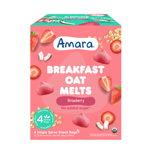 Amara Organic Baby Food Organic Strawberry Breakfast Oat Melts 4 Pack
