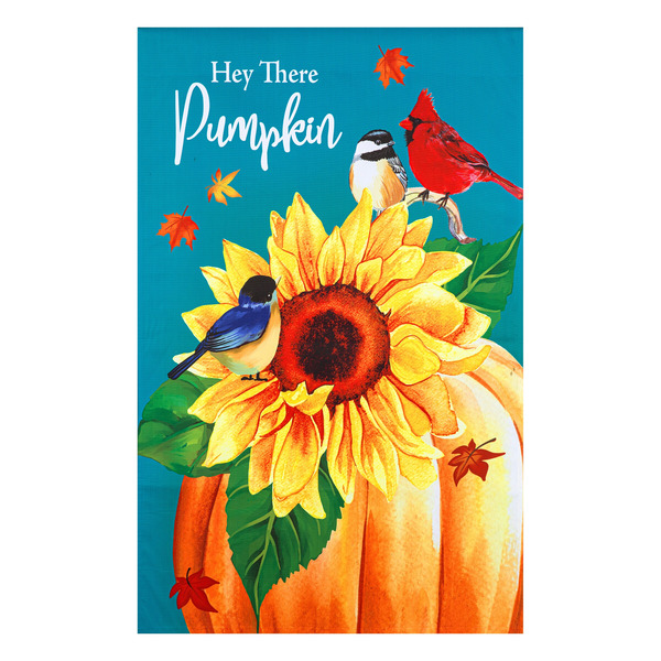 Style Selections Pumpkin with Birds House Flag