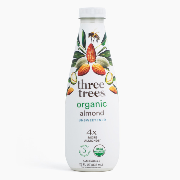 Three Trees Almond Milk, 10.5g Protein per Bottle, 4x More Almonds