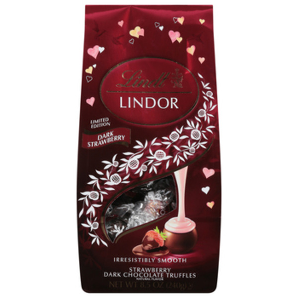 Lindt Lindor Valentine's Strawberry Dark Chocolate Candy Truffles