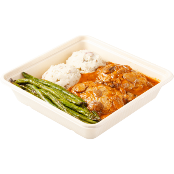 Sprouts Grass Fed Salisbury Steak Family Meal W Mashed Potatoes & Asparagus