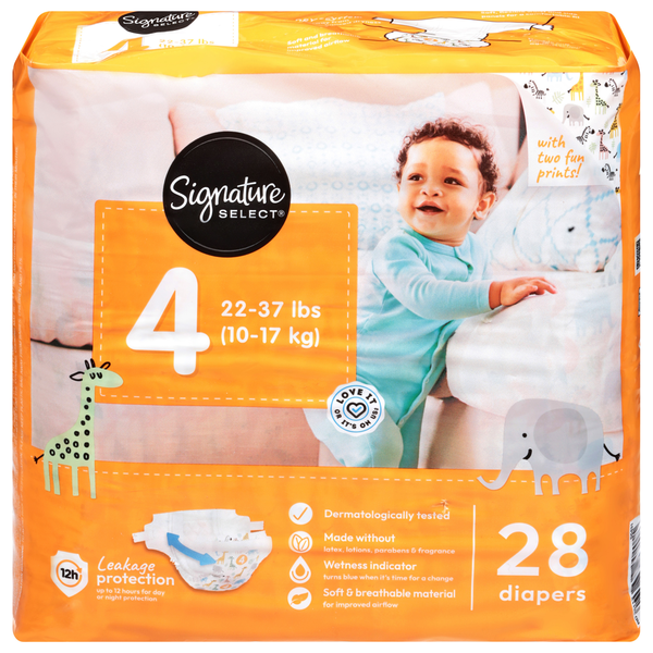 Signature SELECT Diapers, Size 4 (22-37 lbs)