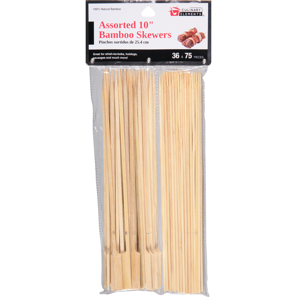 Culinary Elements Skewers, Bamboo, Assorted, 10 Inch Same-Day