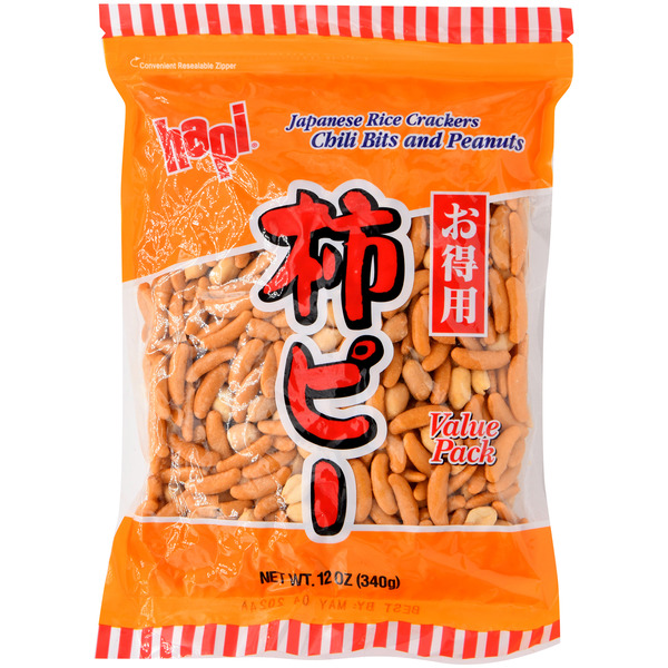 Hapi Snacks Japanese Rice Crackers Chili Bits and Peanuts, Value Pack