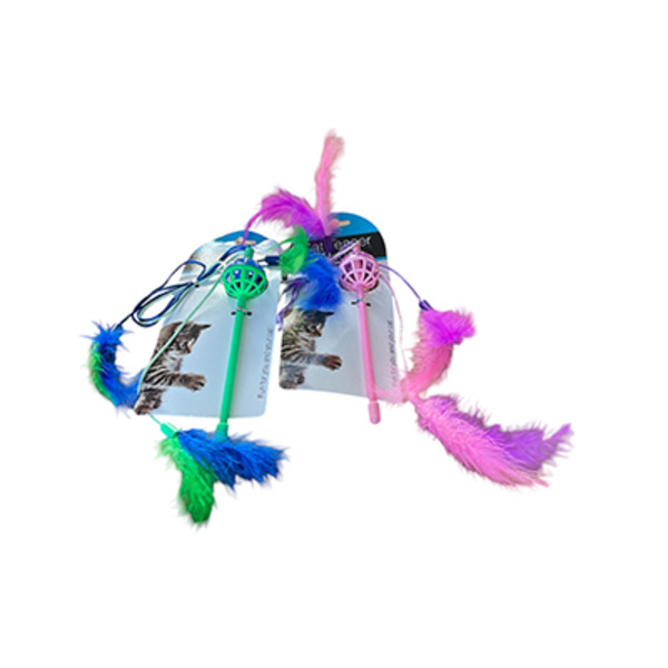 Tiny's Pet Products Cat Wand With Feathers Toy