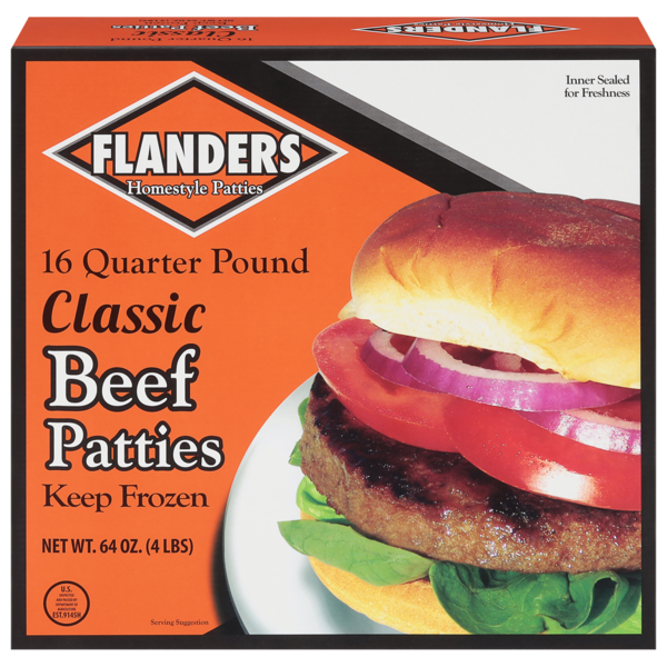 Price Chopper Flanders Beef Patties, Quarter Pounder, Classic SameDay