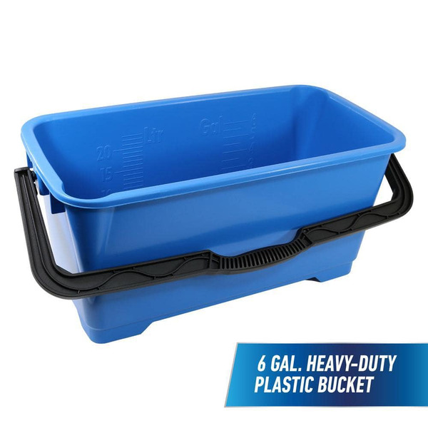 Unger 6 Gal. Heavy-duty Plastic Cleaning Bucket With Measurement Marks And Dual Pour Spouts