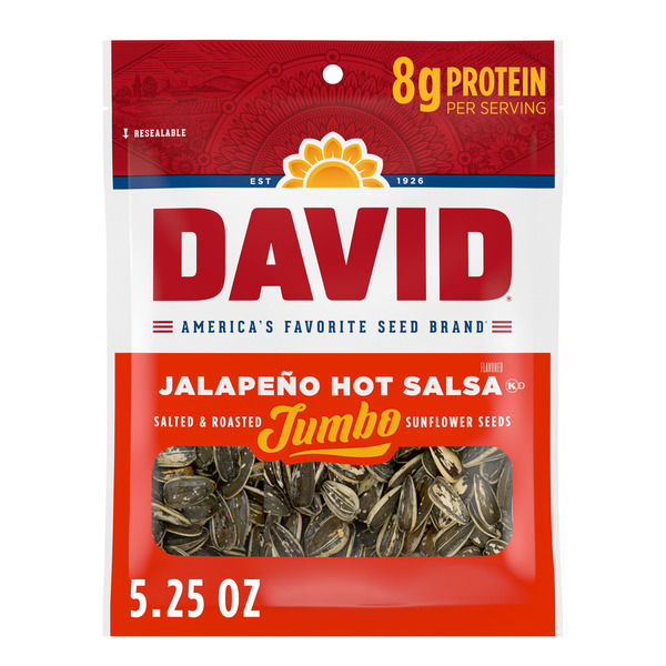 DAVID Seeds Jalapeno Flavored Salted and Roasted Jumbo Sunflower