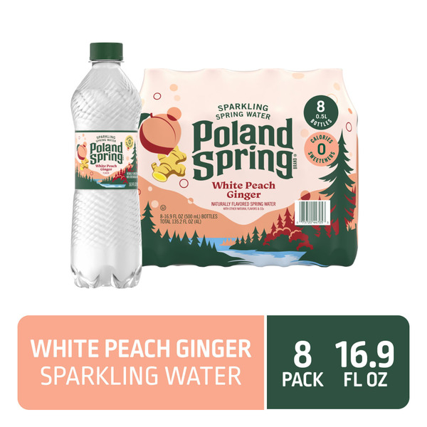 Poland Spring Sparkling Water, White Peach Ginger, 16.9 oz