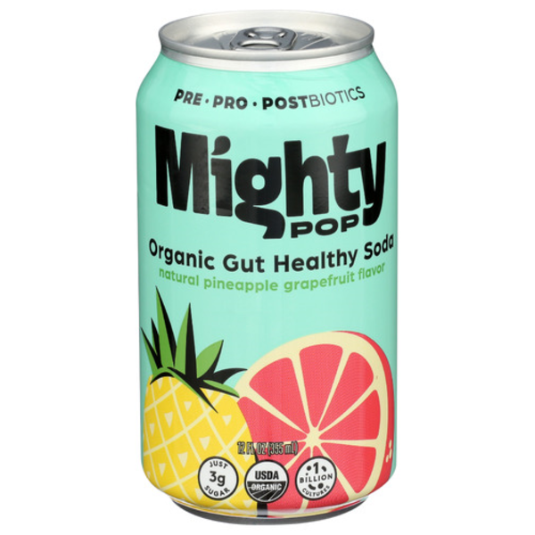 Mighty Pop Organic Pineapple Grapefruit Gut Healthy Soda Same-Day