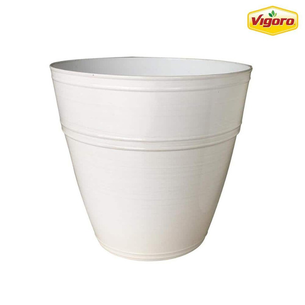 Vigoro 12.1 In. Inez 9 Qt. Chalk Resin Round Indoor Outdoor Planter (12.1 In. L X 12.1 In. W X 10.9 In. H)