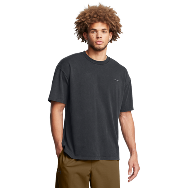 Under Armour Men's Heavyweight Oversized Logo Wash T-Shirt, Large - Black & White